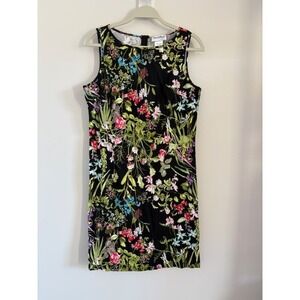NorthStyle Womens Floral Botanical Garden Sleeveless Cotton Shift Dress Size 12
